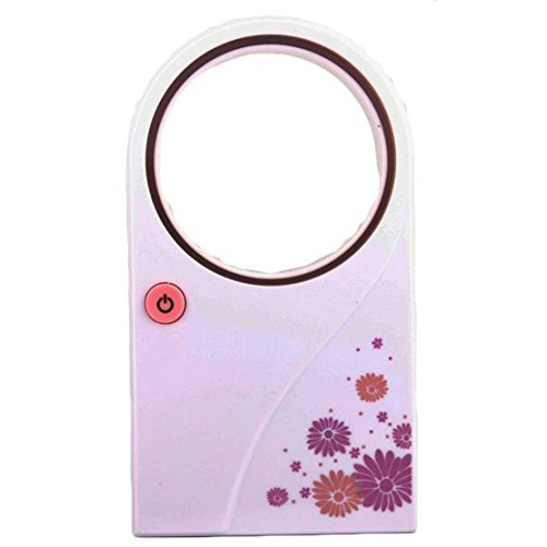 Pandapang Rechargeable Leafless Battery Portable Small Dorm Vogue Bedroom Print Fan Pink US One Size - B07FH6YSWB